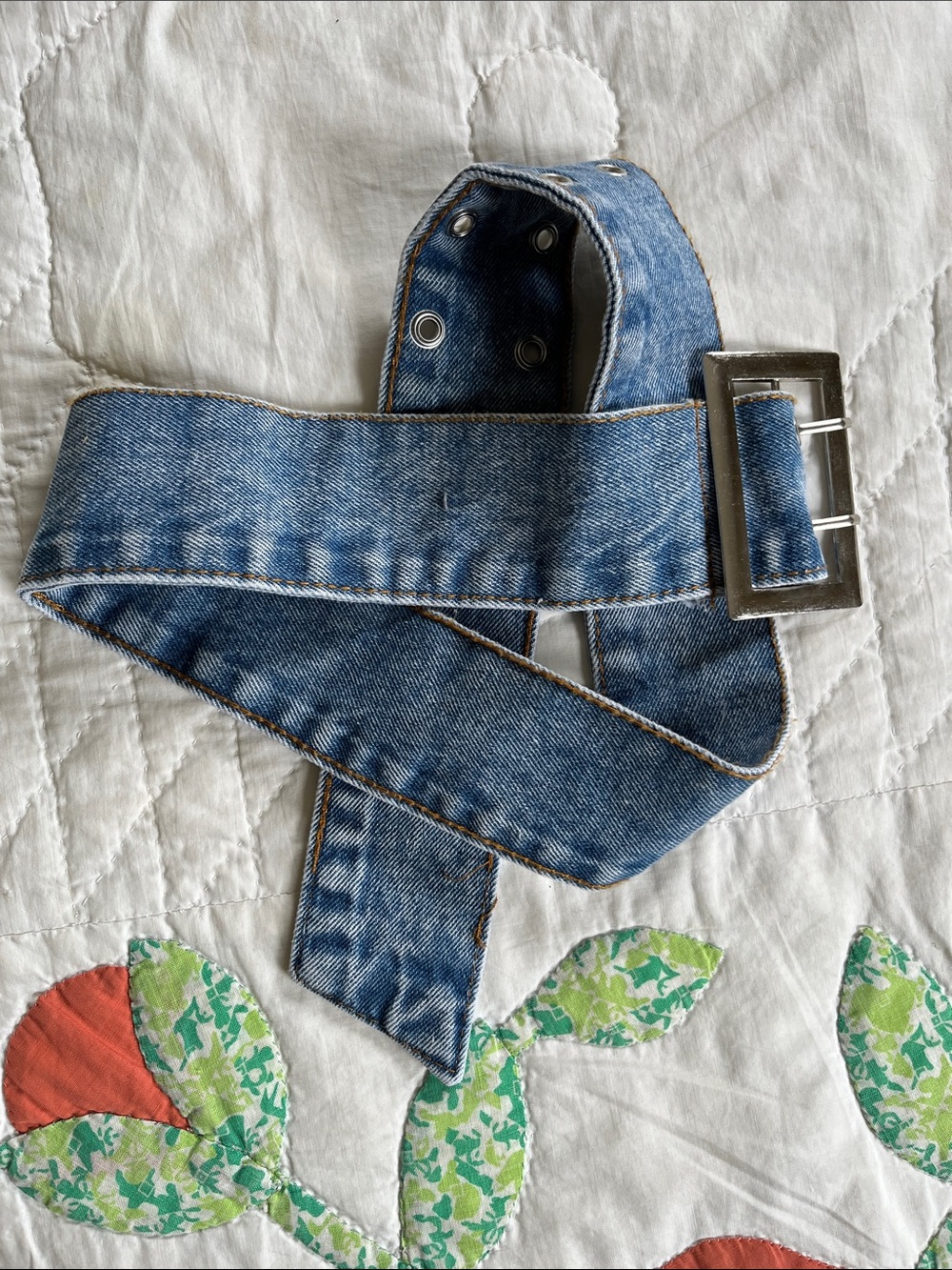 Denim Belt with Silver Buckle